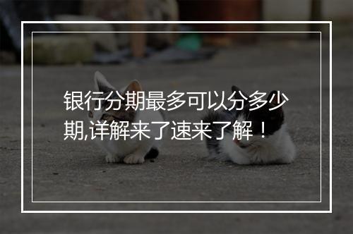 银行分期最多可以分多少期,详解来了速来了解！
