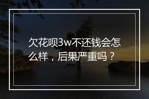欠花呗3w不还钱会怎么样，后果严重吗？