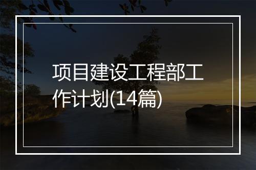 项目建设工程部工作计划(14篇)