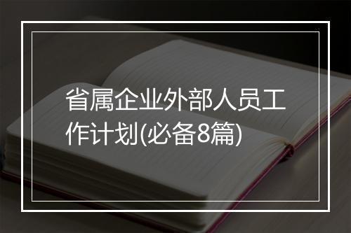 省属企业外部人员工作计划(必备8篇)