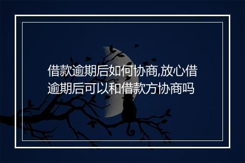 借款逾期后如何协商,放心借逾期后可以和借款方协商吗