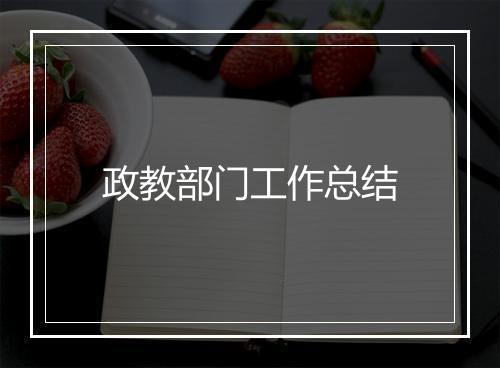 政教部门工作总结