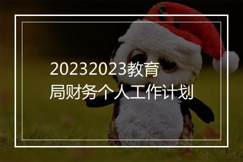 20232023教育局财务个人工作计划