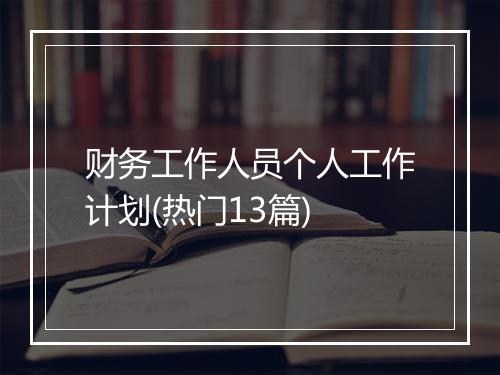 财务工作人员个人工作计划(热门13篇)