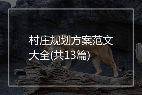 村庄规划方案范文大全(共13篇)