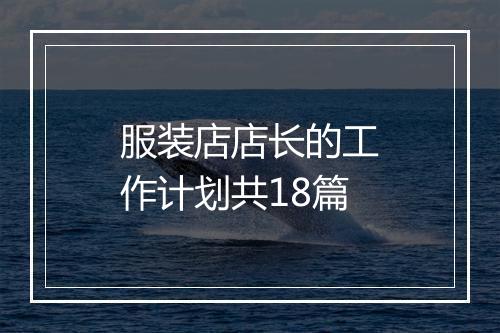服装店店长的工作计划共18篇