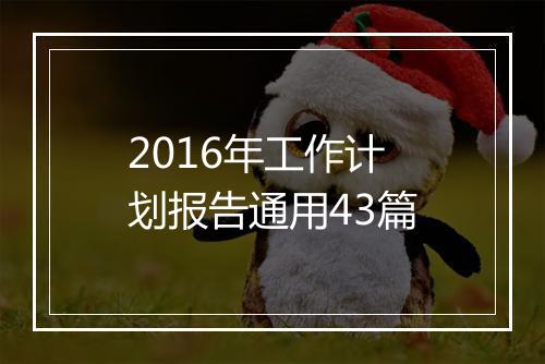 2016年工作计划报告通用43篇