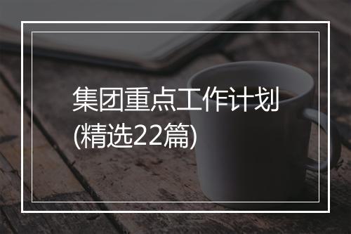 集团重点工作计划(精选22篇)