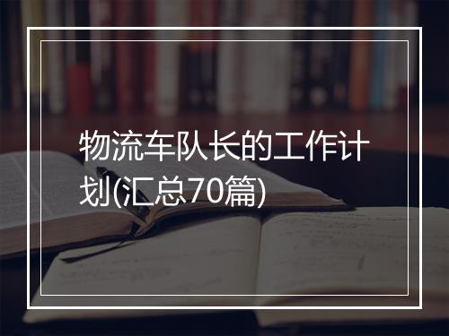 物流车队长的工作计划(汇总70篇)