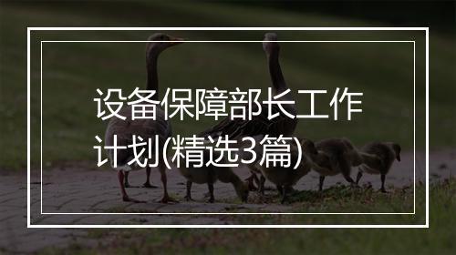 设备保障部长工作计划(精选3篇)