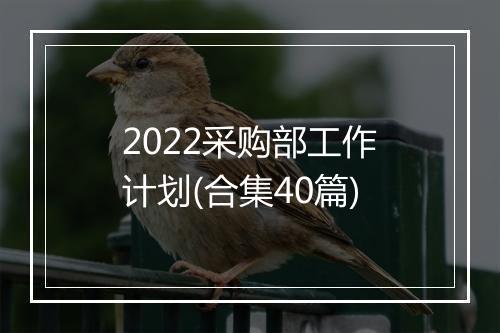 2022采购部工作计划(合集40篇)