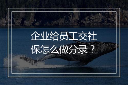 企业给员工交社保怎么做分录？