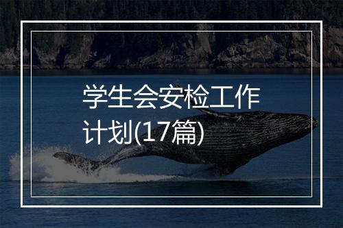 学生会安检工作计划(17篇)