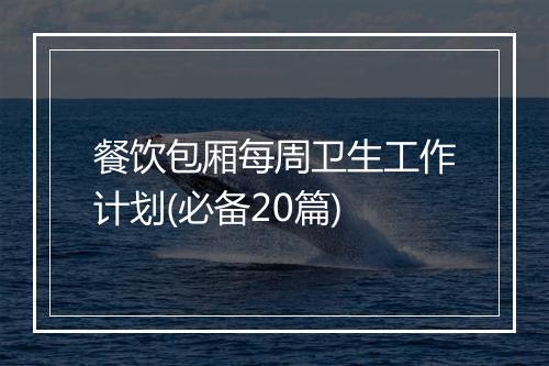 餐饮包厢每周卫生工作计划(必备20篇)