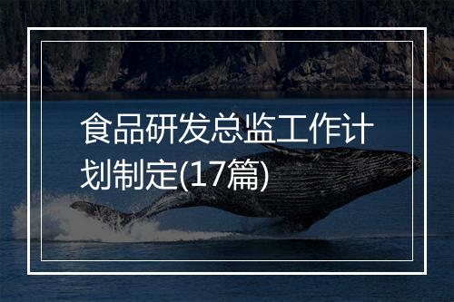 食品研发总监工作计划制定(17篇)