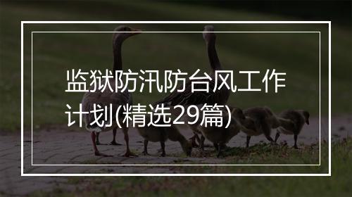 监狱防汛防台风工作计划(精选29篇)