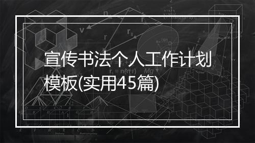 宣传书法个人工作计划模板(实用45篇)