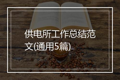 供电所工作总结范文(通用5篇)