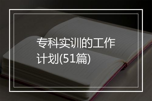 专科实训的工作计划(51篇)