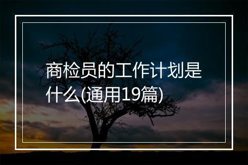 商检员的工作计划是什么(通用19篇)