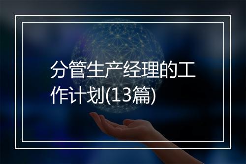 分管生产经理的工作计划(13篇)