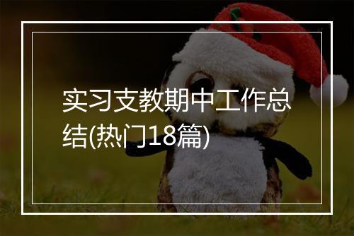 实习支教期中工作总结(热门18篇)