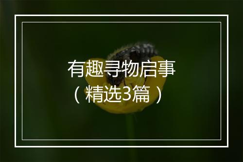 有趣寻物启事（精选3篇）