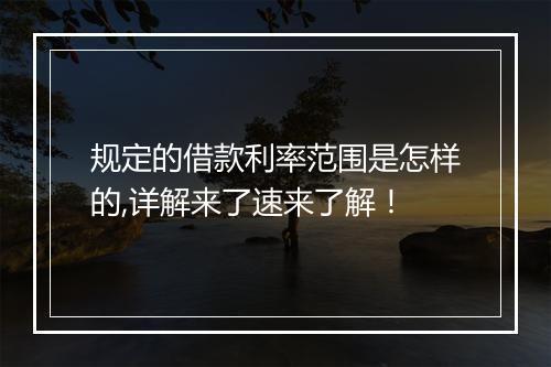 规定的借款利率范围是怎样的,详解来了速来了解！