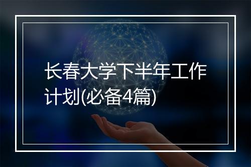 长春大学下半年工作计划(必备4篇)