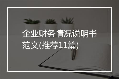 企业财务情况说明书范文(推荐11篇)