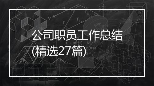 公司职员工作总结(精选27篇)
