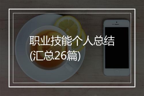 职业技能个人总结(汇总26篇)