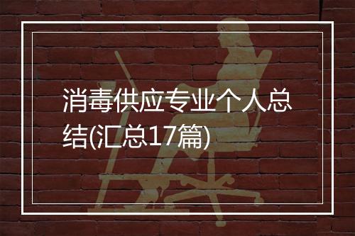 消毒供应专业个人总结(汇总17篇)
