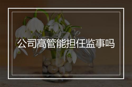 公司高管能担任监事吗