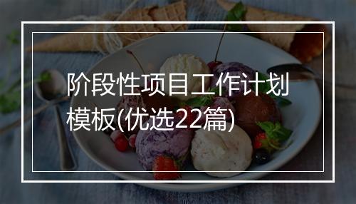 阶段性项目工作计划模板(优选22篇)