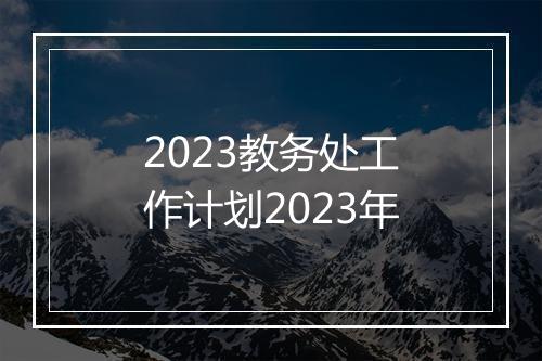 2023教务处工作计划2023年