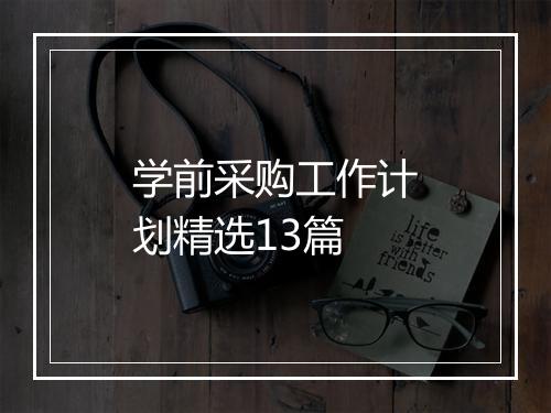学前采购工作计划精选13篇