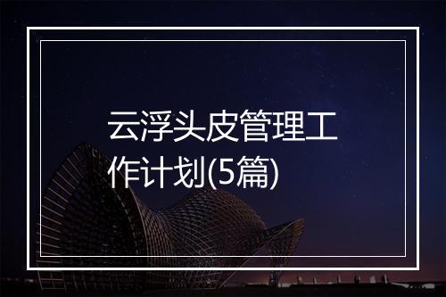 云浮头皮管理工作计划(5篇)