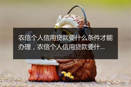 农信个人信用贷款要什么条件才能办理，农信个人信用贷款要什么条件