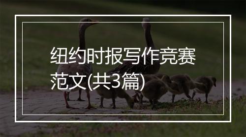 纽约时报写作竞赛范文(共3篇)