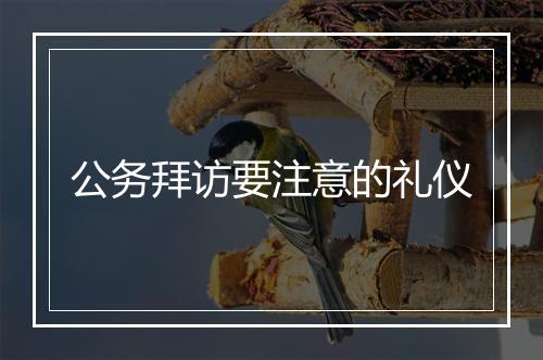 公务拜访要注意的礼仪