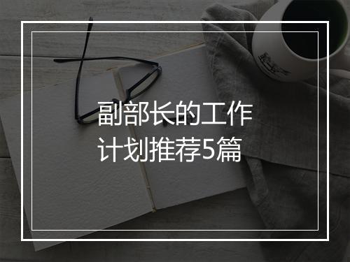 副部长的工作计划推荐5篇