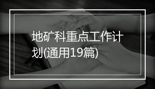 地矿科重点工作计划(通用19篇)