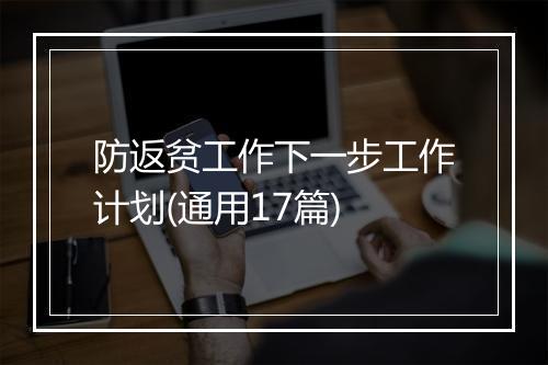 防返贫工作下一步工作计划(通用17篇)