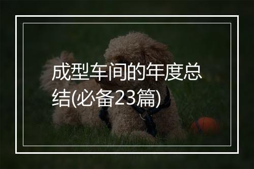 成型车间的年度总结(必备23篇)