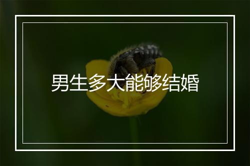 男生多大能够结婚