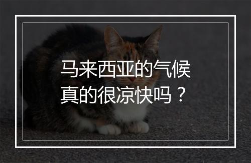 马来西亚的气候真的很凉快吗？
