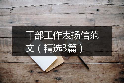 干部工作表扬信范文（精选3篇）