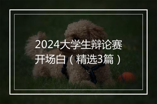 2024大学生辩论赛开场白（精选3篇）