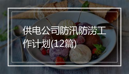 供电公司防汛防涝工作计划(12篇)